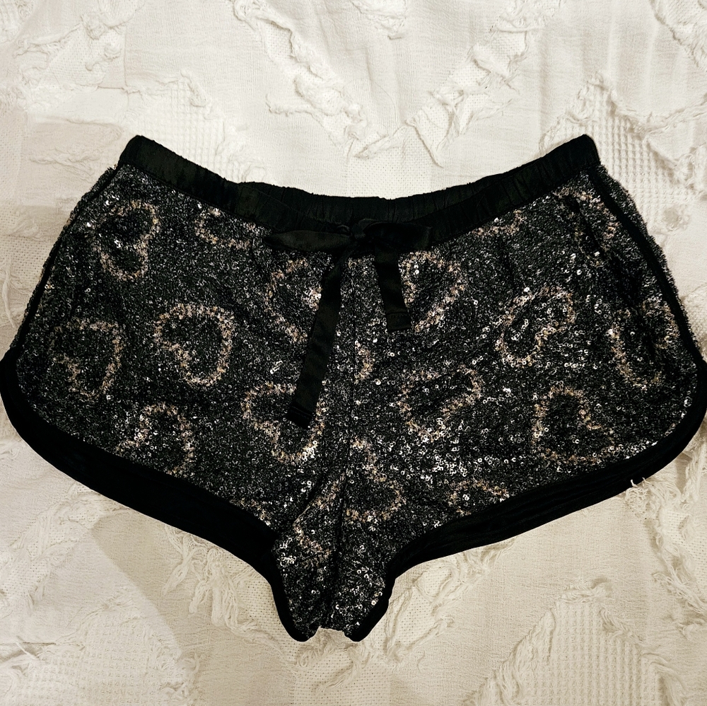 NWOT Victoria's Secret Sleep Shorts Heart Sequins